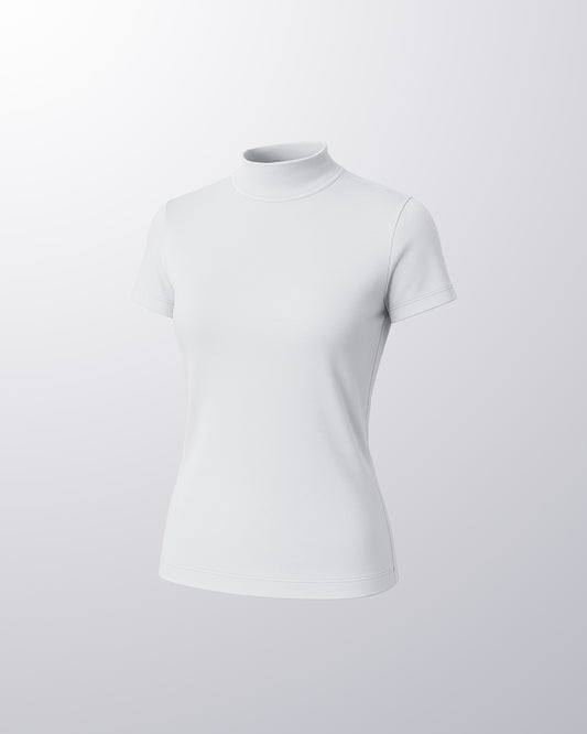 DOUBLE LAYER SHORT SLEEVE HALF NECK
